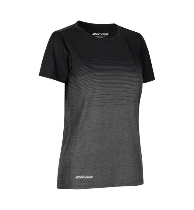 Geyser Striped T-shirt Seamless Dame - Grå/sort