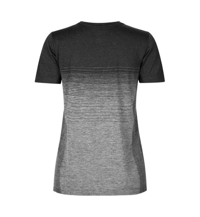 Geyser Striped T-shirt Seamless Dame - Lysegrå/sort